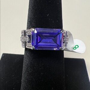 Purple Topaz Cubic Zirconia w/ Hematite plating Size 8 Ring